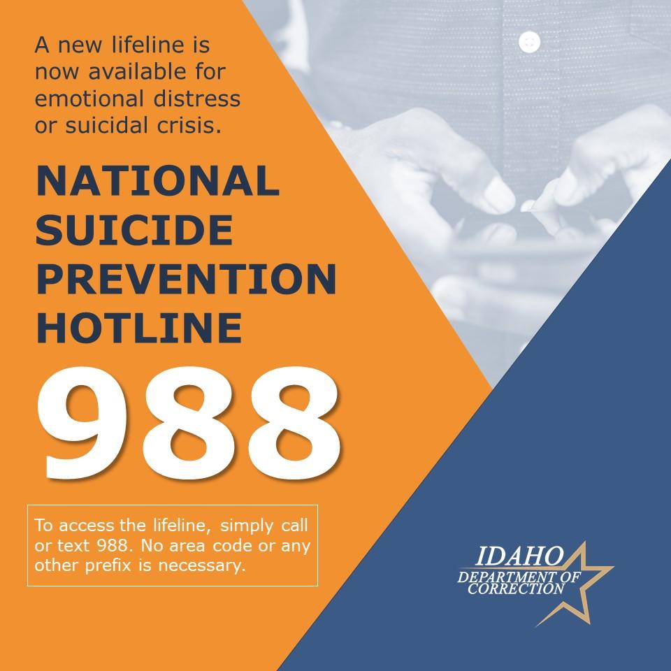 New National Suicide Prevention Line | Idaho Department of Correction